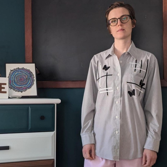 Vintage Whimsygoth Beetlejuice Butterfly Button-up - Picture 7 of 7